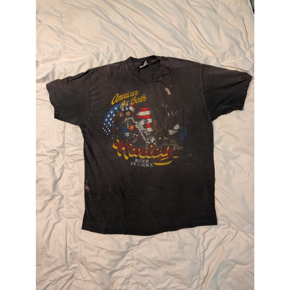 Vtg 80s Harley Davidson TShirt XL American Halls Springfield